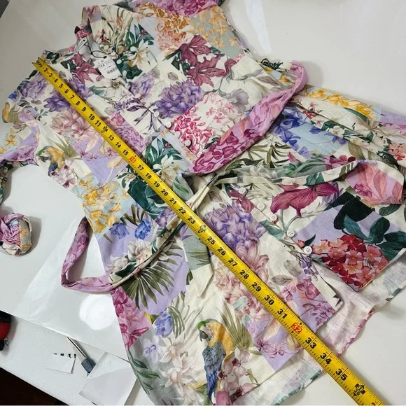 ZARA mini dress BELTED FLORAL button up dress or tunic top simply CHIC BOHO M - Picture 9 of 15